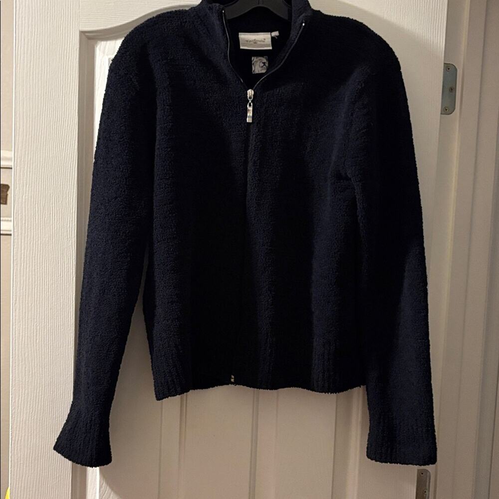 Kashwere Chenilla Lite Black Full‎ Zip Jacket size M (approx)